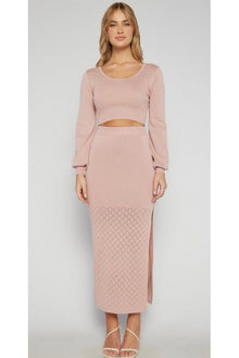  ﻿Textured Knit Skirt - Blush